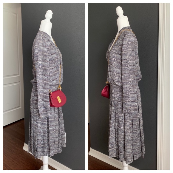 Tory Burch Marled Pleated Silk Dress - Picture 4 of 8